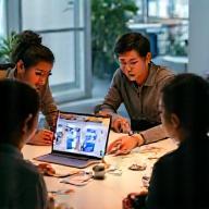 Meeting discussing packaging designs