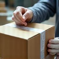 Worker inspecting finished packaging box
