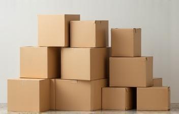 Stack of brown corrugated shipping boxes